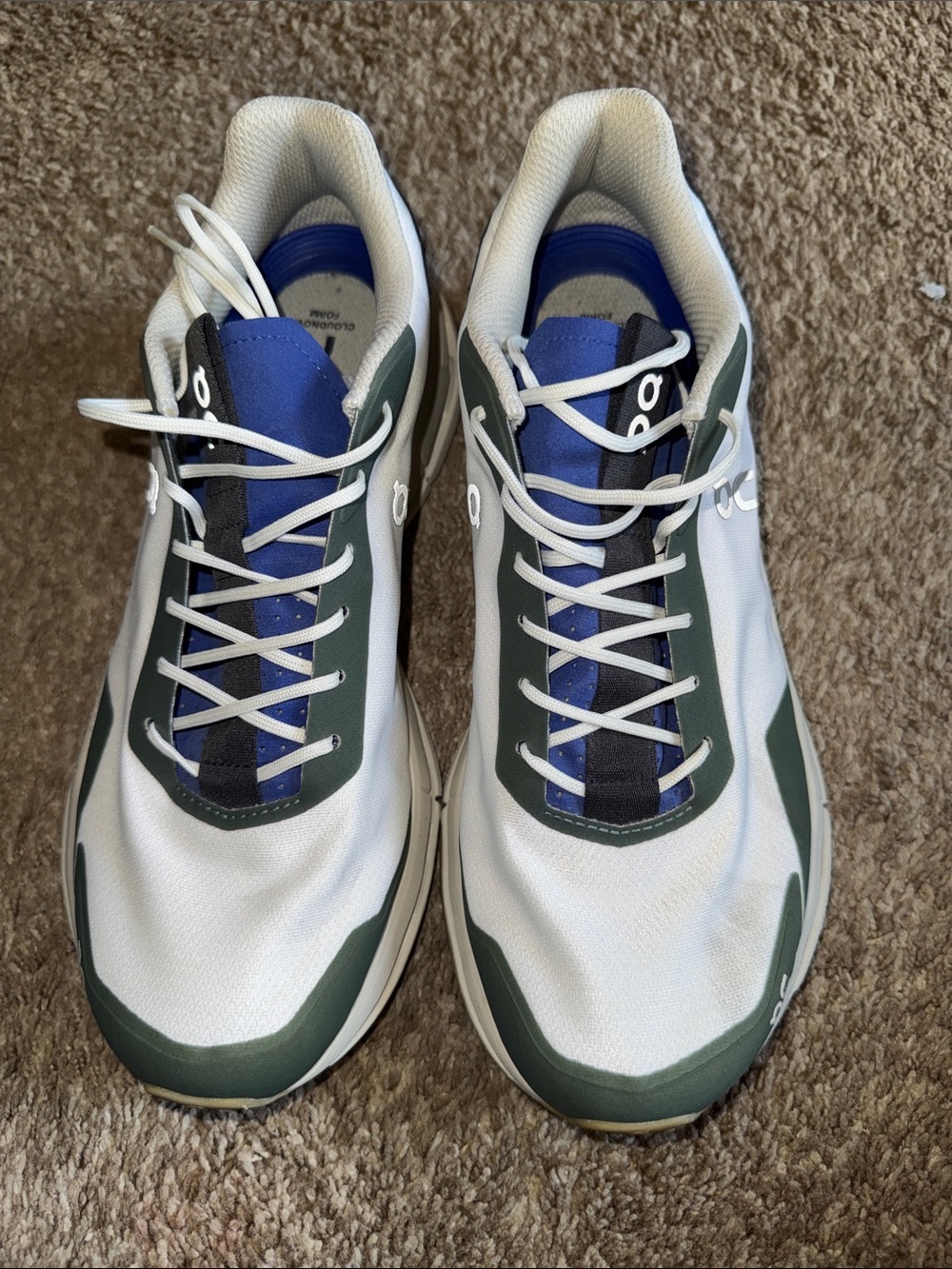 On cloud Men's Performance Sneakers in White, Green & Blue